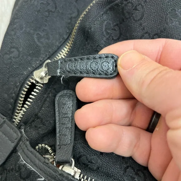 Gucci GG Black Monogram Backpack with Web Stripe - Picture 5 of 13